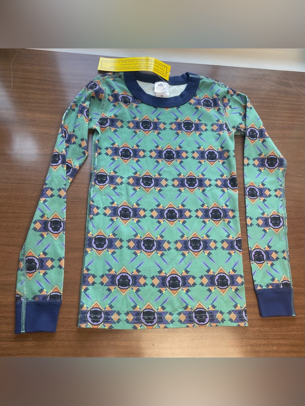 Hanna Andersson Black Panther Green Geometric Long-Sleeve Pajama Top